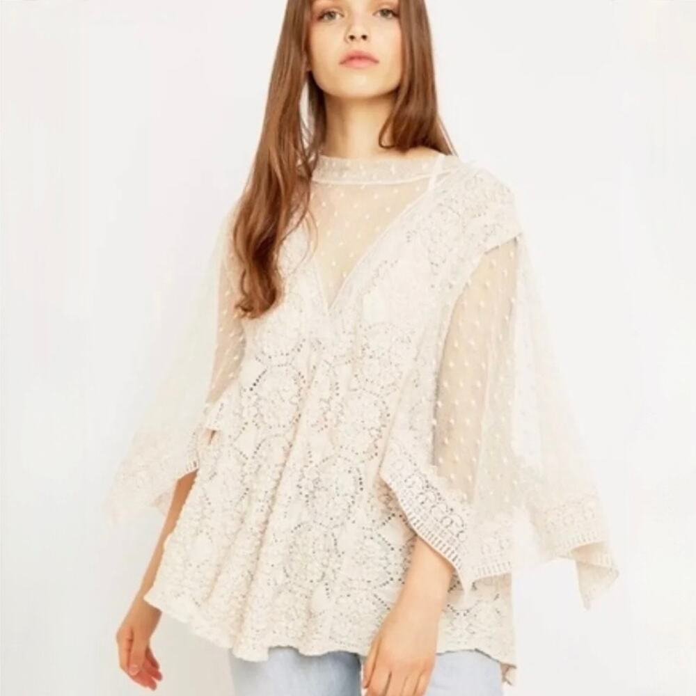 Free People The Hard Candy Top - Cream - Lace and Crochet - Size XS